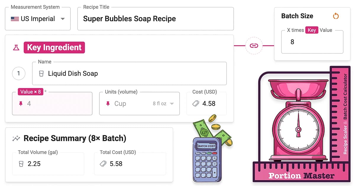 Portion Master: Online recipe scaler and cost calculator with unit conversion and PDF export. Convert between Metric, Imperial, and US units and adjust portions with precision.